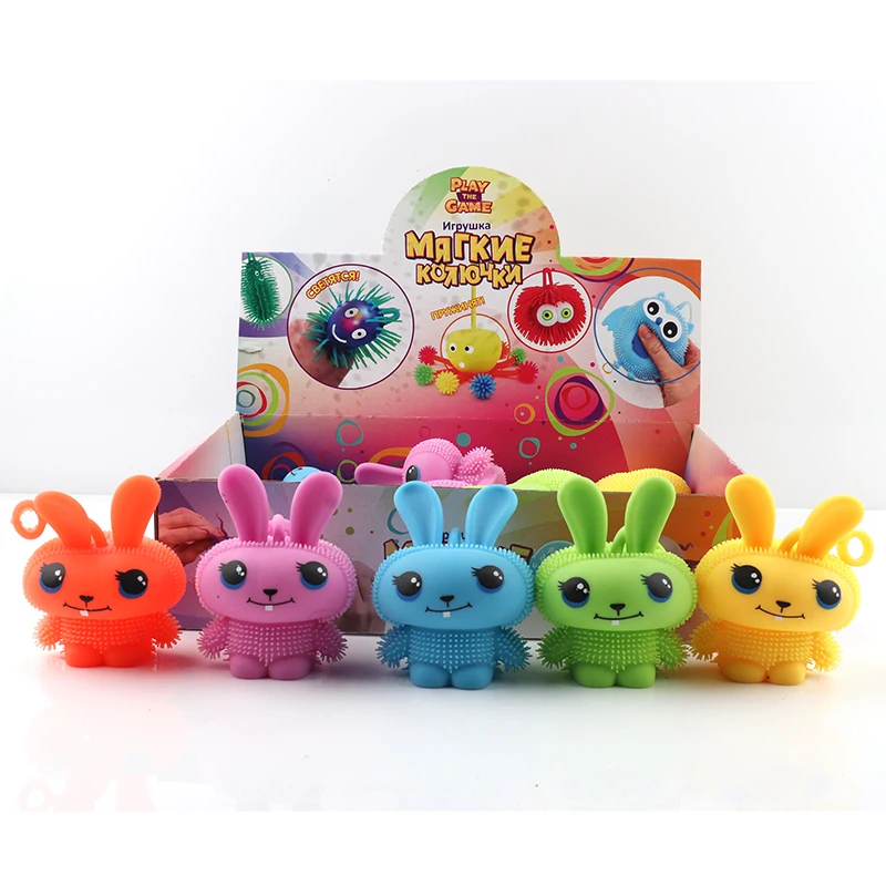 Huayi High Quality Squeeze Toys TPR Rubber Cute Soft Flashing yoyo Rabbit Stress Relief Animal Toy