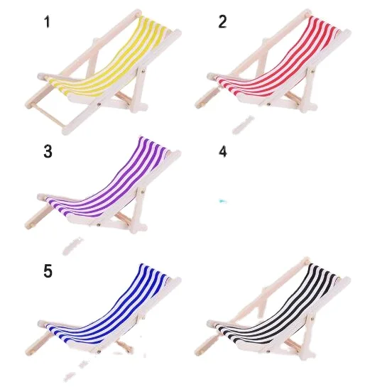 
1:12 doll house mini furniture model finished stripe wooden lounge chair beach chair multicolor 