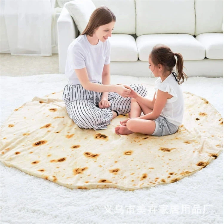 Лидер продаж на Amazon, супер мягкие флисовые круглые одеяла Tortilla, пицца, Burrito, детские одеяла, Фланелевое мексиканское одеяло