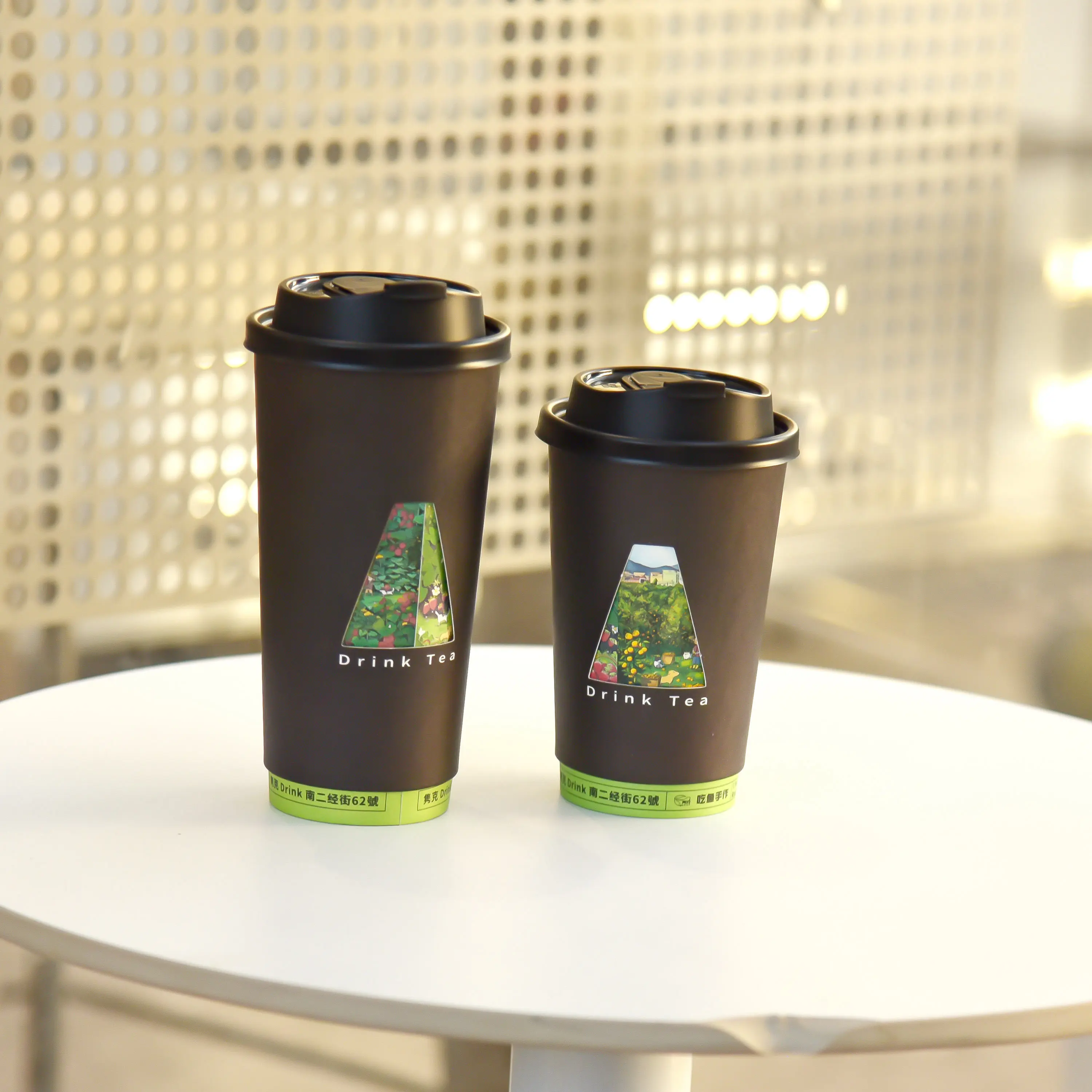 Customize Paper Coffee Cups Disposable printed Double Wall mugs With Lids,disposable 8/9/10/12/16oz With logo printed supplier