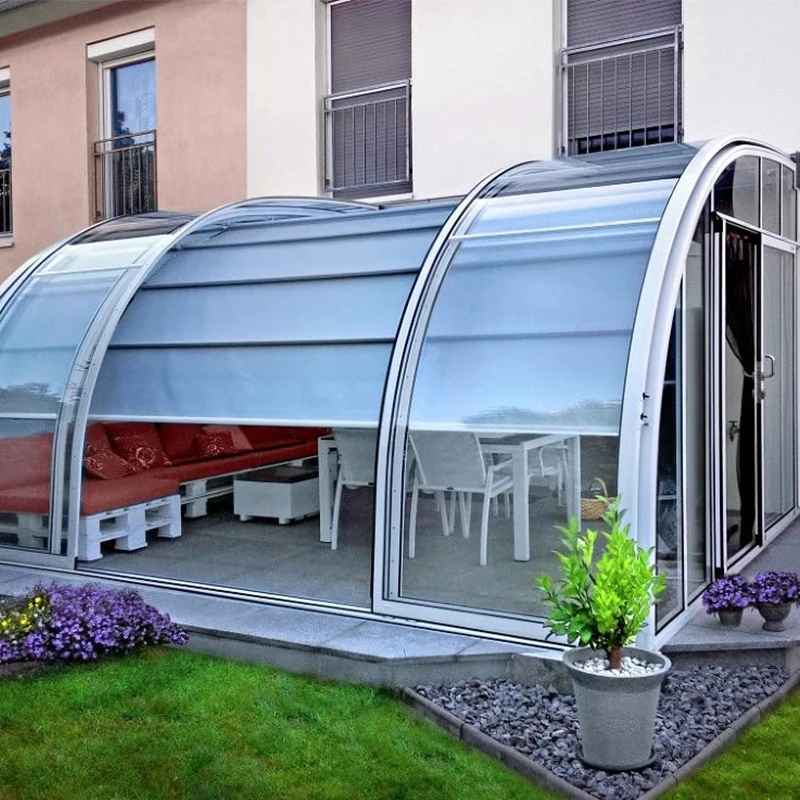 Factory Customized Curved Sun Room Custom American Style Glass House Aluminium Modern Glass House