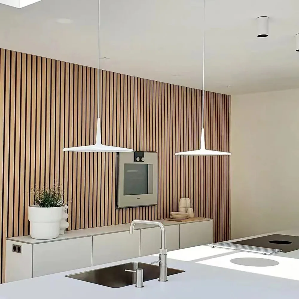 customized free samples wood and polyester acoustic sound absorbing decorative slatted wood wall panels