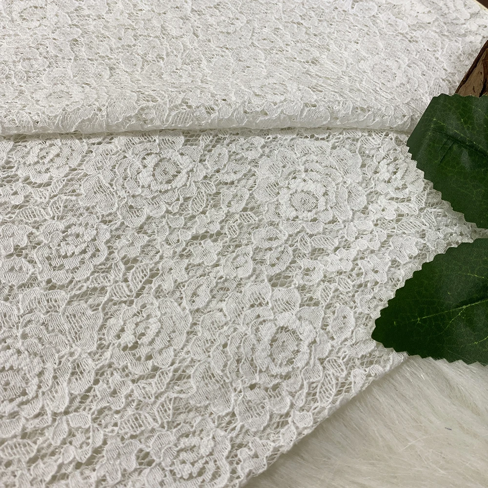 
Hot Sale Latest Textile Warp Knitting Plain 100%Polyester Dyed Lace Fabric For Dress 