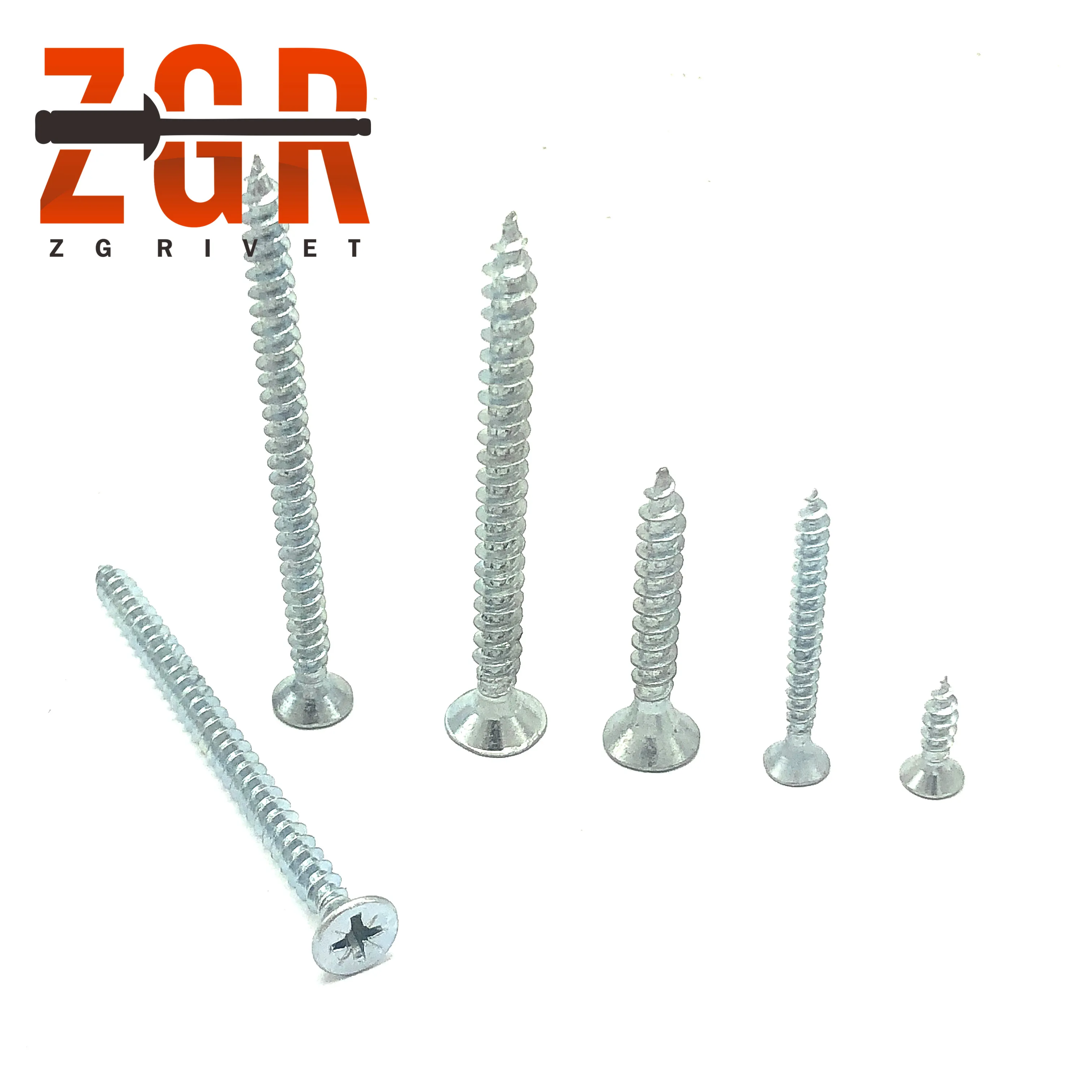 
4.5*50mm Blue White Yellow Zinc Pated CSK Self Tapping Chipboard Screw 