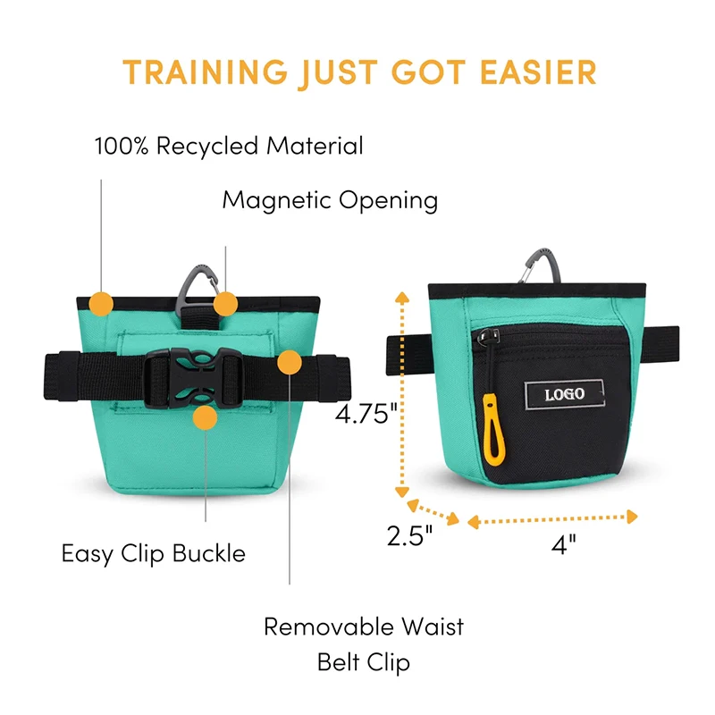 High Quality Dog Walking Bag Pet Dog Goodie Treat Bag Magnetic Clip Training Pouch