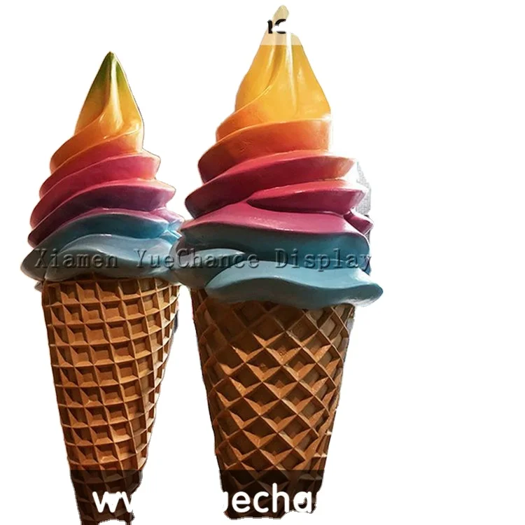 Custom Colorful Giant Fiberglass Ice Cream Statue