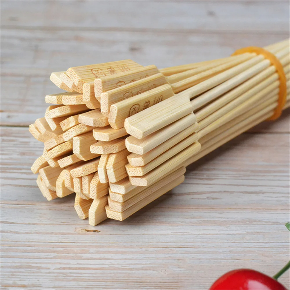 Biodegradable Skewers 20cm BBQ Disposable Barbecue Round Teppo Skewer Paddle Pick With Custom Logo