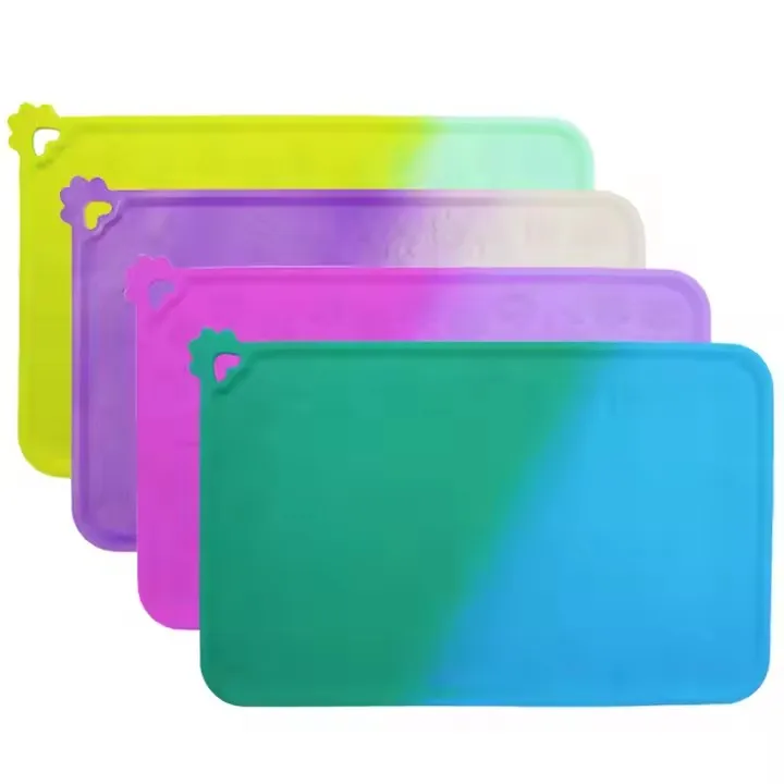 Customize Non-slip Pet Food Mat Latest Color Gradient Pet Food Placemat to Avoid Leakage for Dogs and Cats