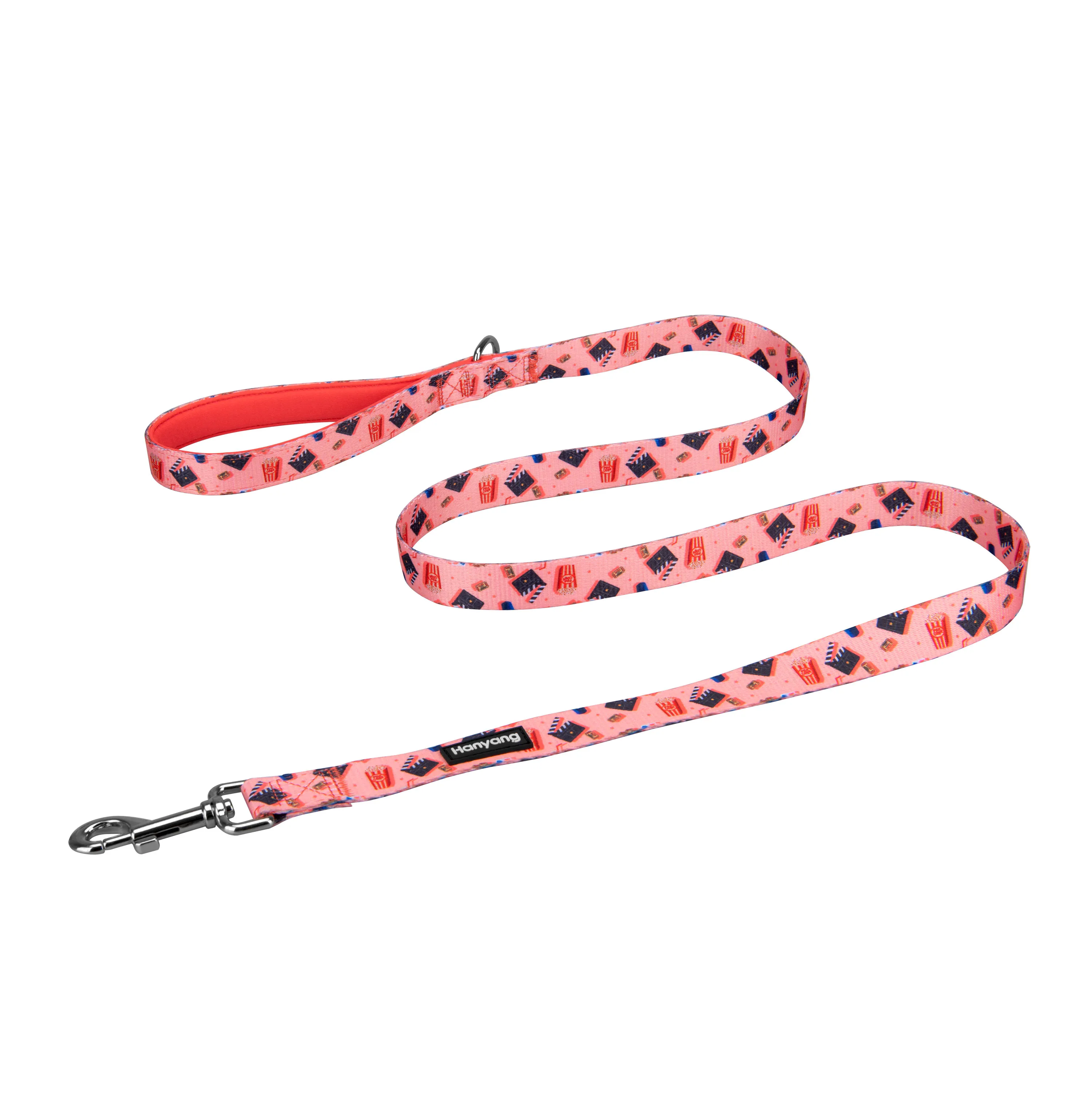 OEM Premium Sublimation Polyester Comfortable Neoprene Padded Handle Customized Brand Logo Pet Dog Leash