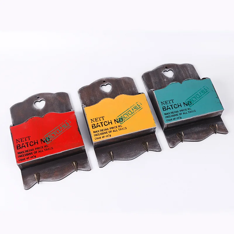 Retro creative wall hanging home wall decoration wall hanging office letter insert wooden hook wholesale