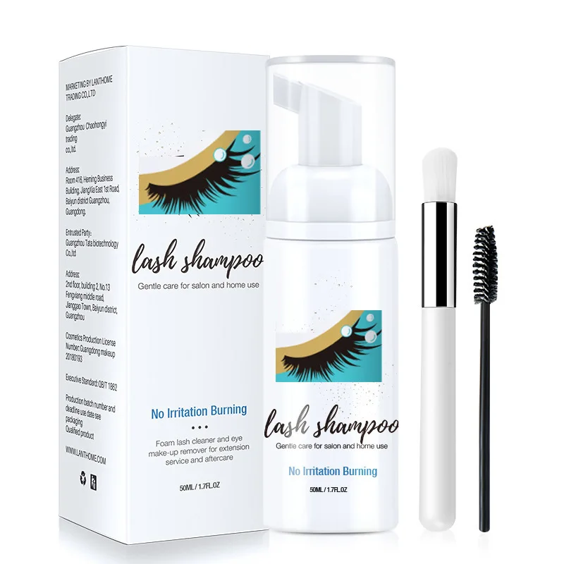 Private Label Vegan Daily Use Gentle Oil Free Eye Lash Extension Cleaning Brush Shampoo Lash Foaming Cleanser