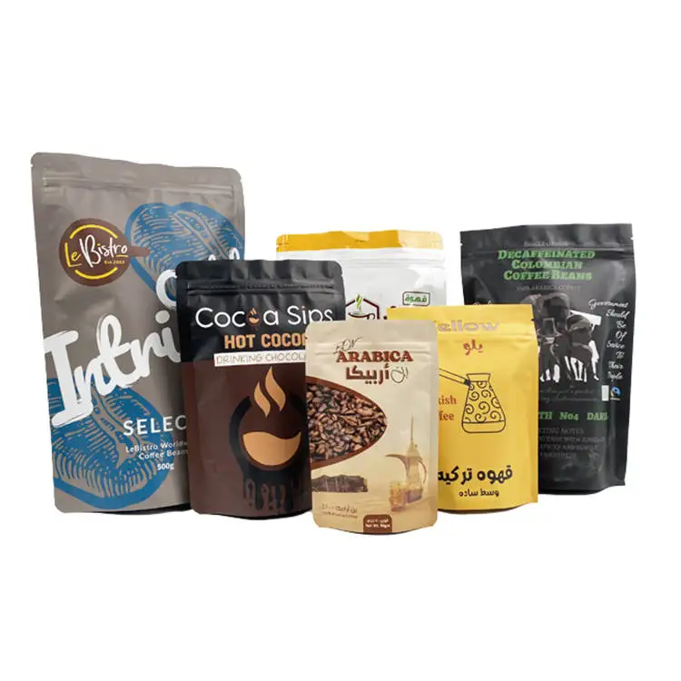 Custom Printed 250g Cafe Bolsa Empty Coffee Bean Tea Packaging Pouch Flat Box Bottom Coffee Bag With Valve And Zipper