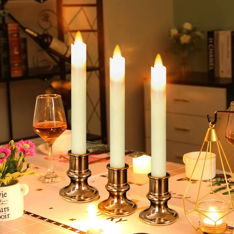 Flameless Taper Candles with Timer Battery Operated LED Flickering  Flame Real Wax Window Candle Wedding Fireplace Decoration
