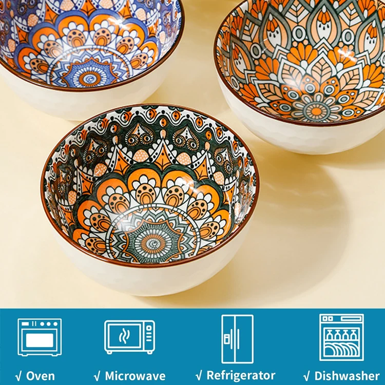 Экологически чистый богемный стиль 4 5 дюймов зерновой суп миска для риса портативная пищевая маленькая керамическая супница посуда подарочный набор