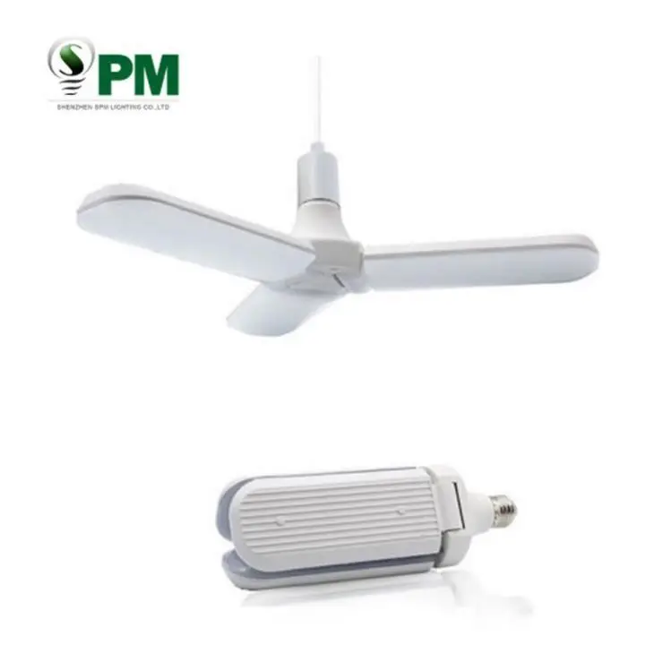 Bulb 4 Light Kit 5 Leaf Room Ceiling High Bay Lamp Adjustable Foldable Blade 30w 40w 50w 60w Lampada Foco Fan Bombillos