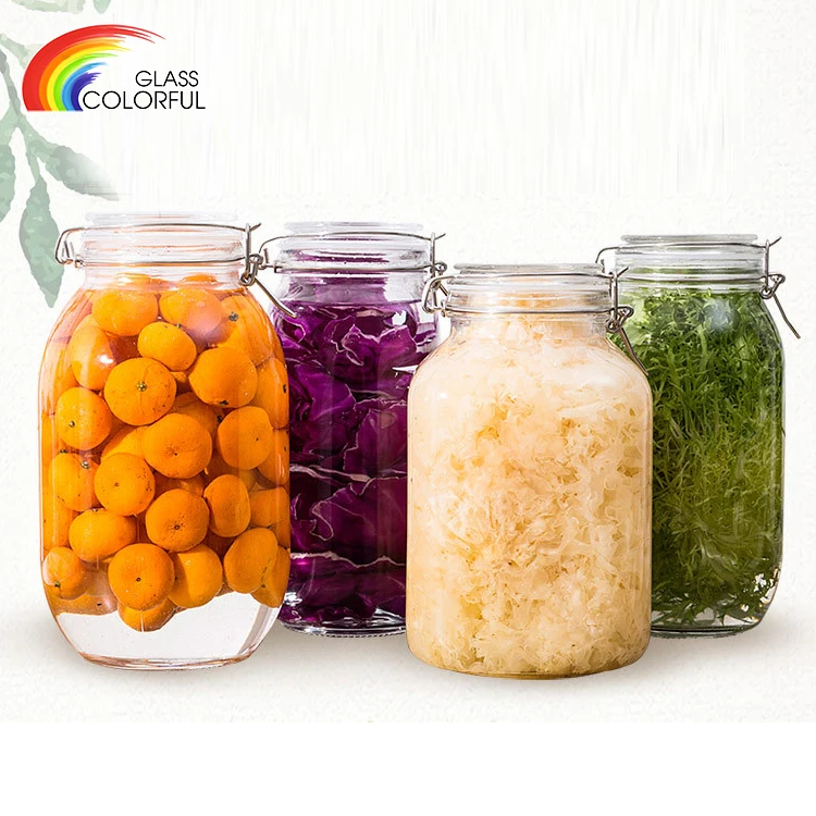Guaranteed Quality glass jar containers with glass lid airtight glass storage jar