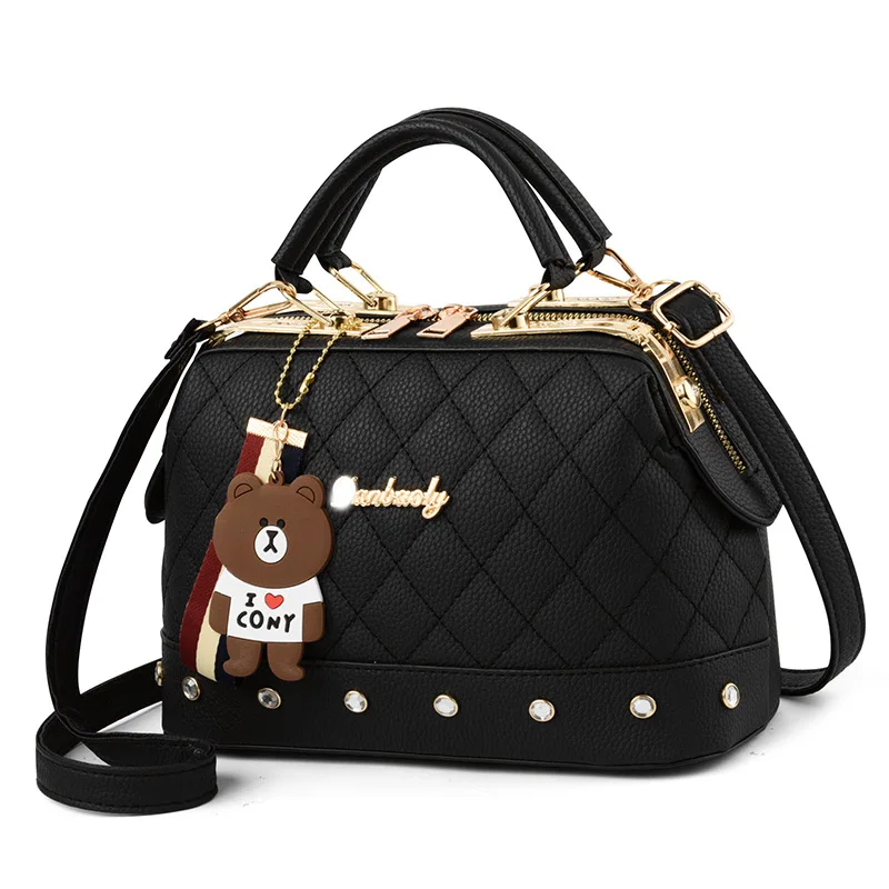 Tote Bag Supplier Custom PU Leather Ladies Female Fashion Luxury Shoulder Handbags with Hairball