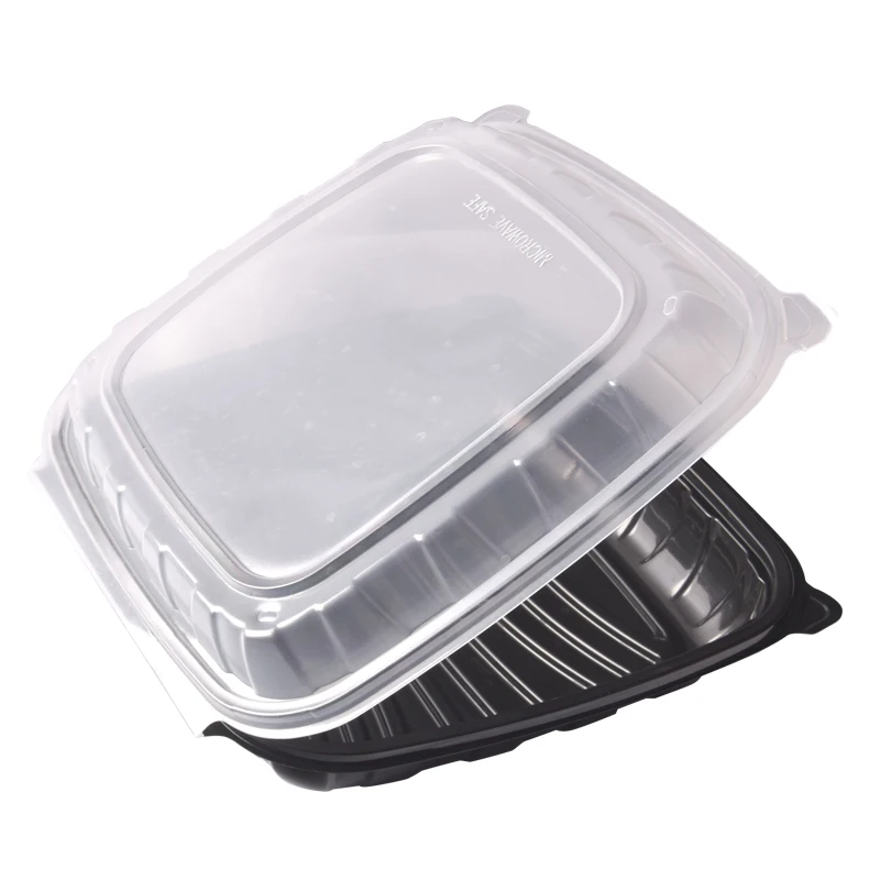 Factory Supply PP Microwavable Anti-fog Double Color Boxes Clamshell Disposable Togo Plastic Lunch Food Container with Hinged Li