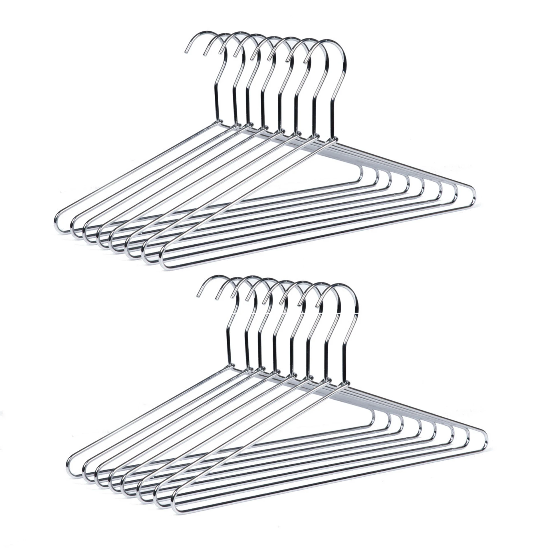 Heavy Duty Silver Metal Clothes Wire Hangers with Polished Chrome
