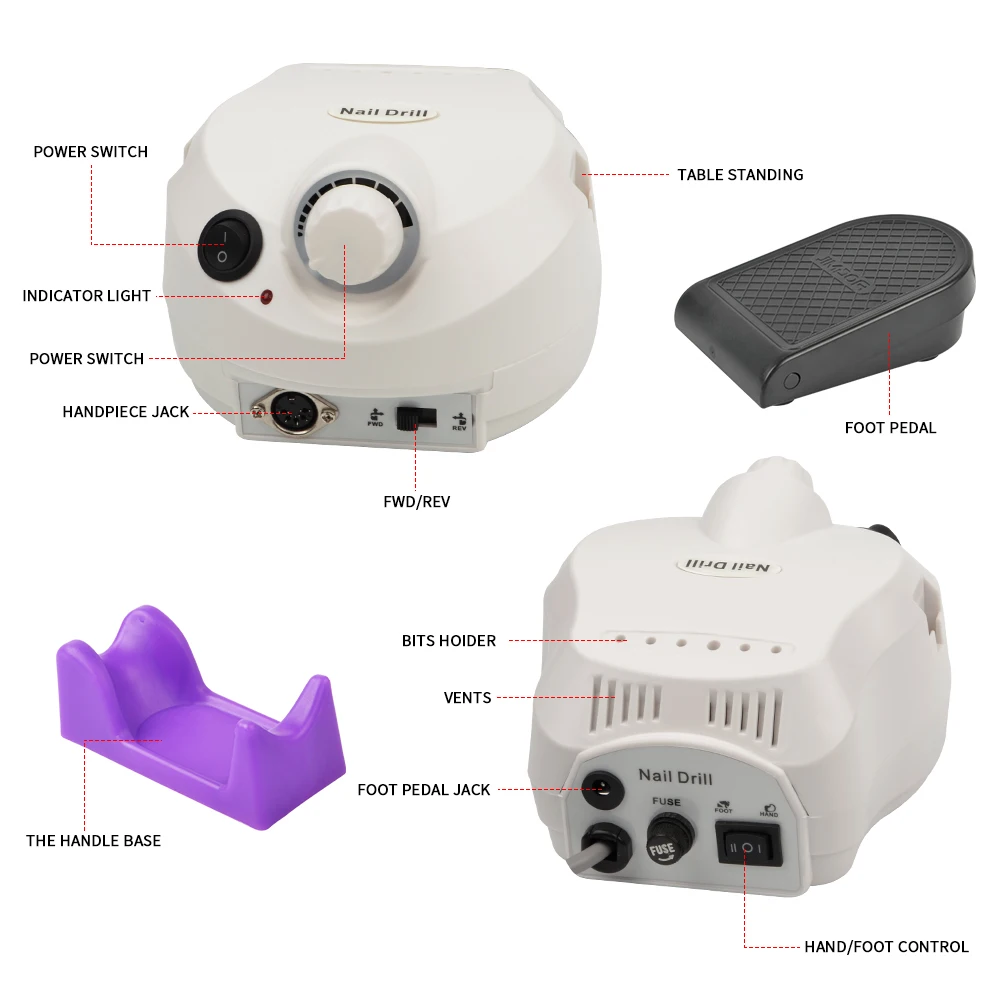 Jimdoa Can Meet RoHS FC Popular Nail File Machine 30000RPM 15W Manicure Nail Drill Machine