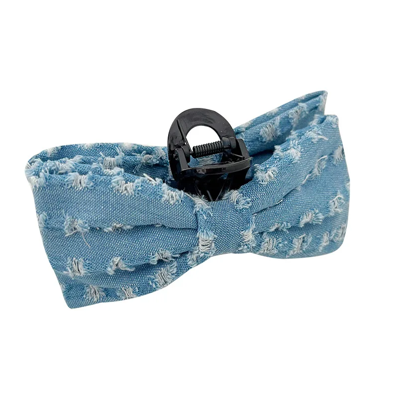 CLARMERWomen New hair accessories back head clip custom Denim bow hair clip ponytail spring hair clips