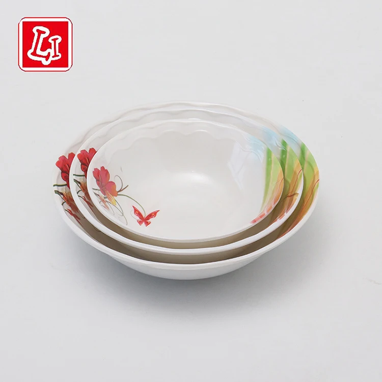 Меламиновая пластиковая круглая чаша, цветная чаша, доступная в трех спецификациях