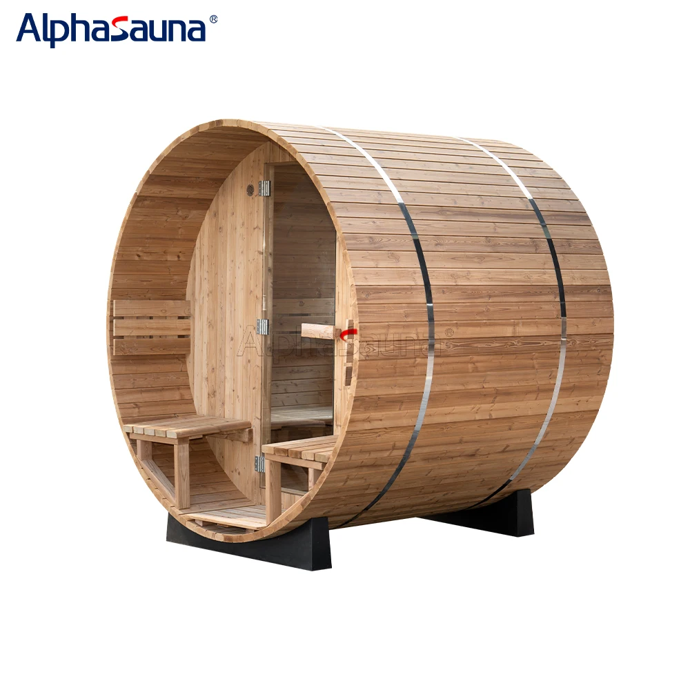 Waterproof Winter Hot Sale Outdoor Barrel Sauna Solid Wood Hemolck Small Outdoor Finnish Sauna