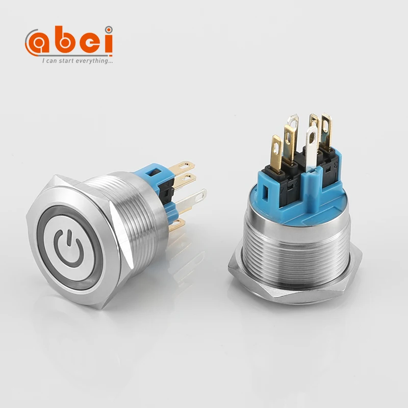 ABEI 22mm motorcycle switch metal led light industrialwaterproof momentary push switches button
