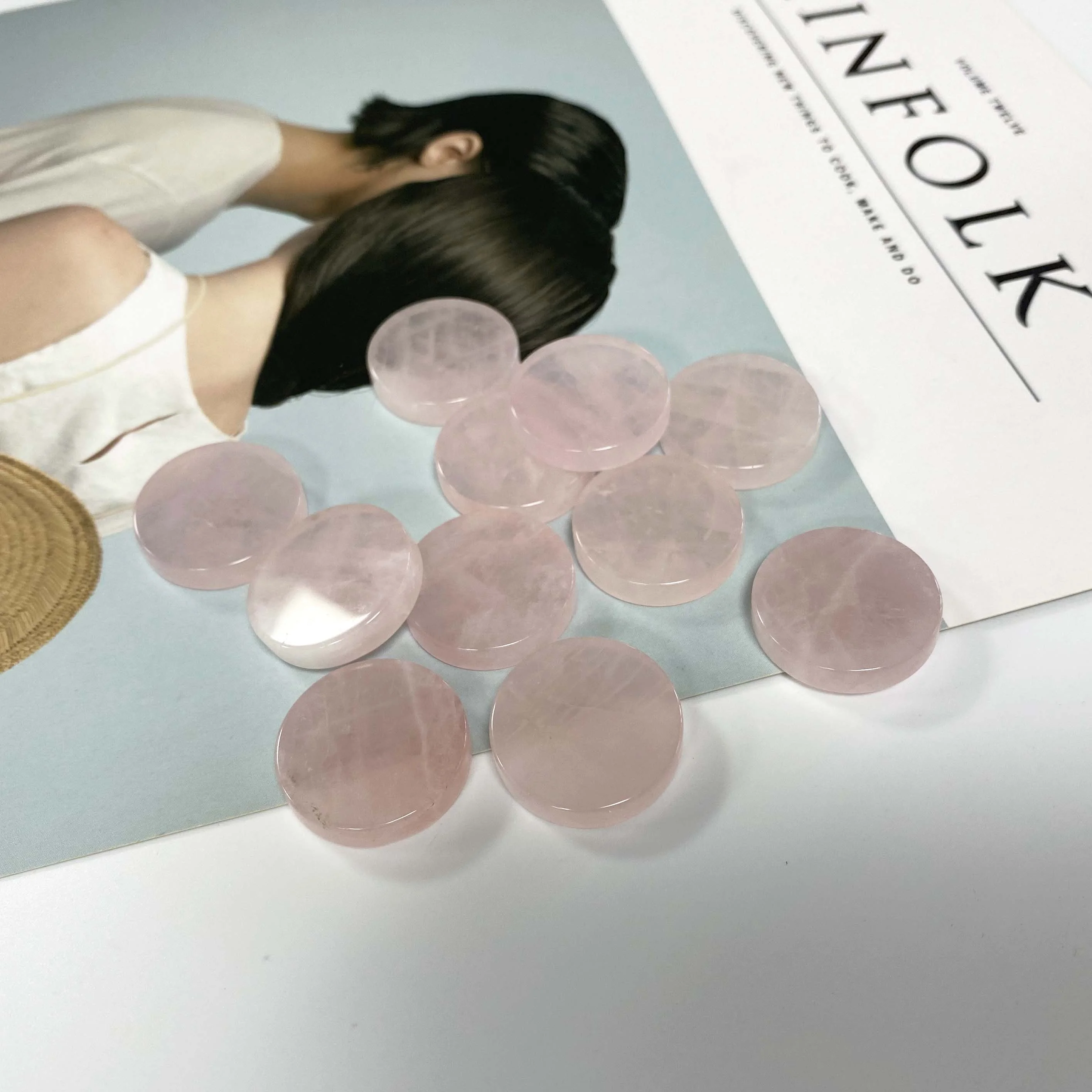 Wholesale healing natural crystal crafts thin slice Ring noodles amethyst rose quartz agate  logo customized