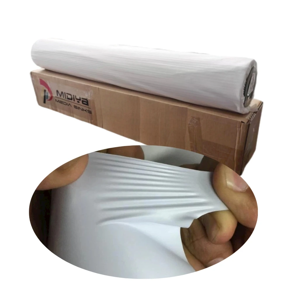 White Eco Solvent PVC High Viscosity Glue Self Adhesive Vinyl Roll 140g Film 100 mic Glossy Printable Vinyl