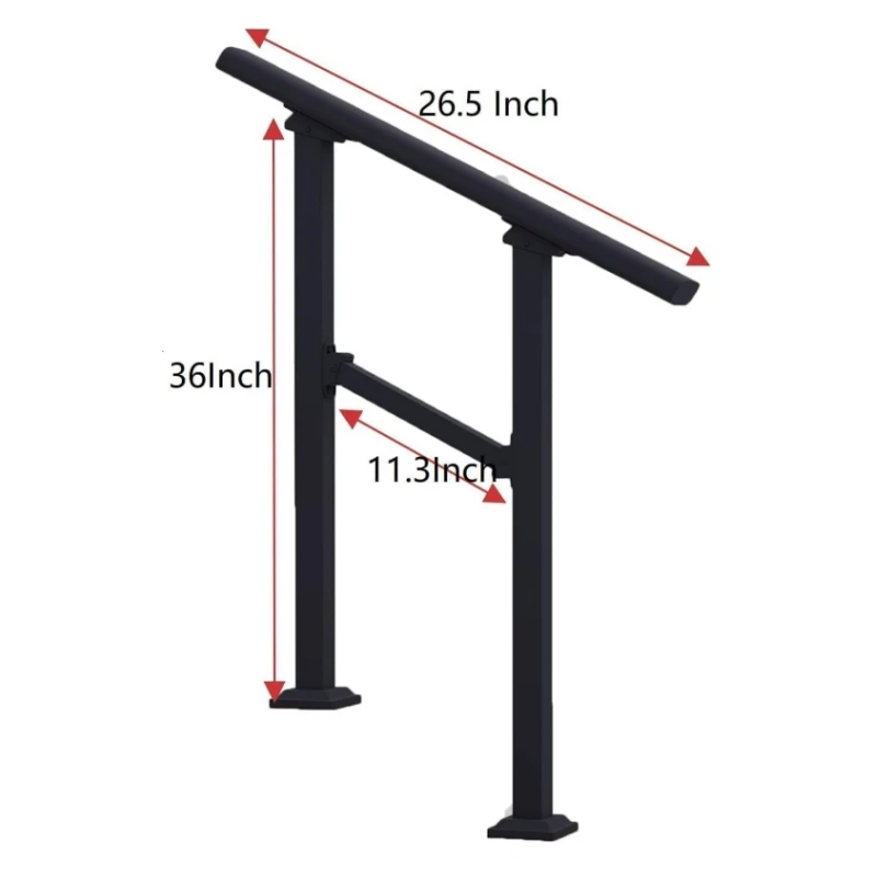 Customize  Hand Rails for Outdoor Steps 3 Step Stair Handrail Indoor Stair Railing Kit for Steps Bathroom Staircase Handrails
