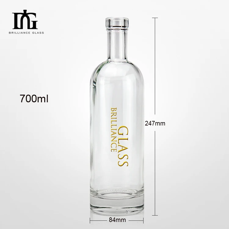 Wholesale Empty Vodka Gin Whiskey Liquor 500ml 750ml Glass Bottle with Cork