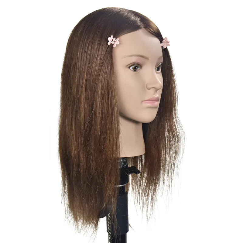 XISHIXIUHAIR Salon 100% Real Hair Female Mannequin Head Training Head Styling Cosmetology Manikin Head