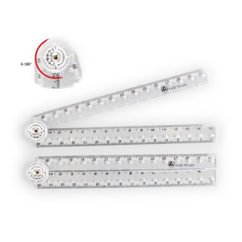 Rotate 360 Degree Quick Angle Protractor Measuring Tool Clear Plastic straight edge folding ruler with school supplies
