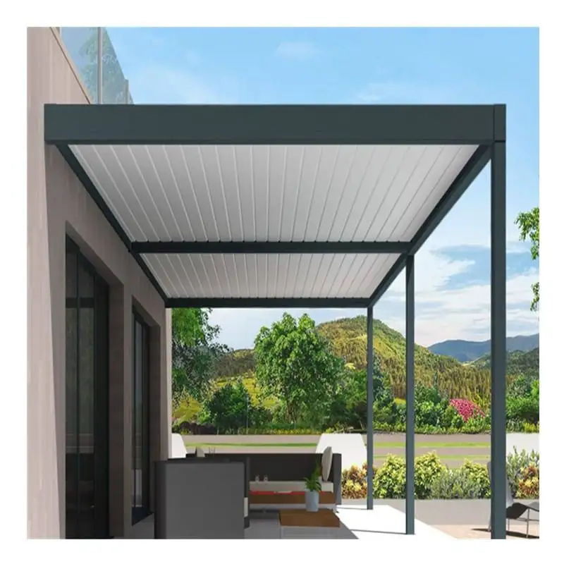 Домашний сад алюминиевая теплица наружная Водонепроницаемая моторизованная биоклиматическая беседка автоматическая
