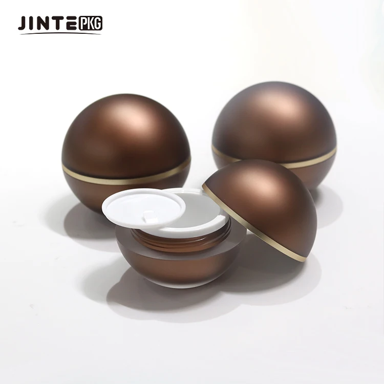 Empty Ball Shaped Brown Acrylic Plastic Double Wall Jar Containers For Face Cream Eye Cream