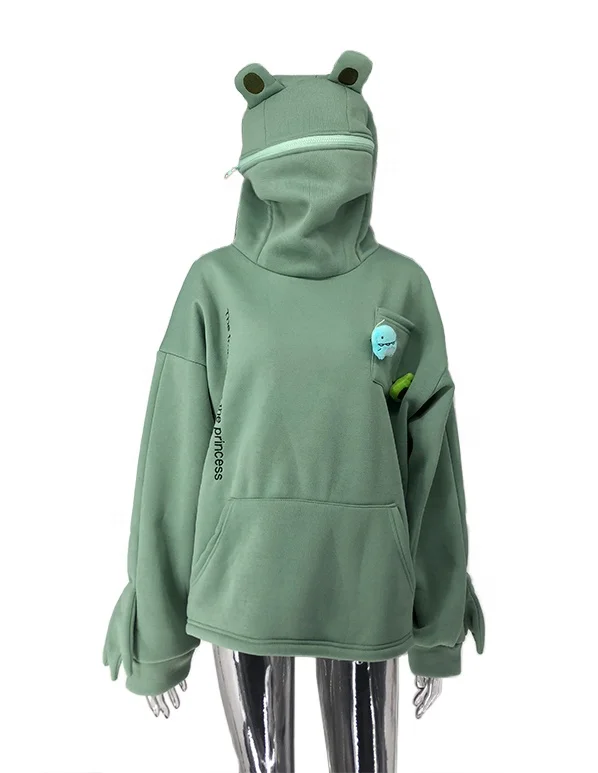 
OEM Men Fashion Harajuku Hoodie Frog Pullover Winter Sense Hooded Casual Sweatshirts Autumn Embroidery Loose heavyweight hoodie 
