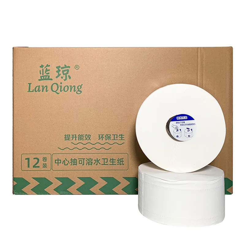 100% Virgin Pulp Jumbo Toilet Tissue in Public Place 2 PLY Toilet Paper Embossing Jumbo Rolls For Washing Room