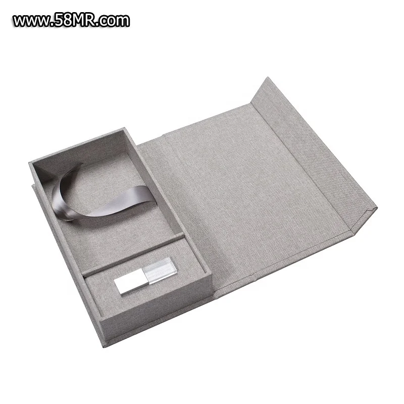 Magnet custom logo linen fabric velvet cloth special art paper photo picture album storage packaging gift box