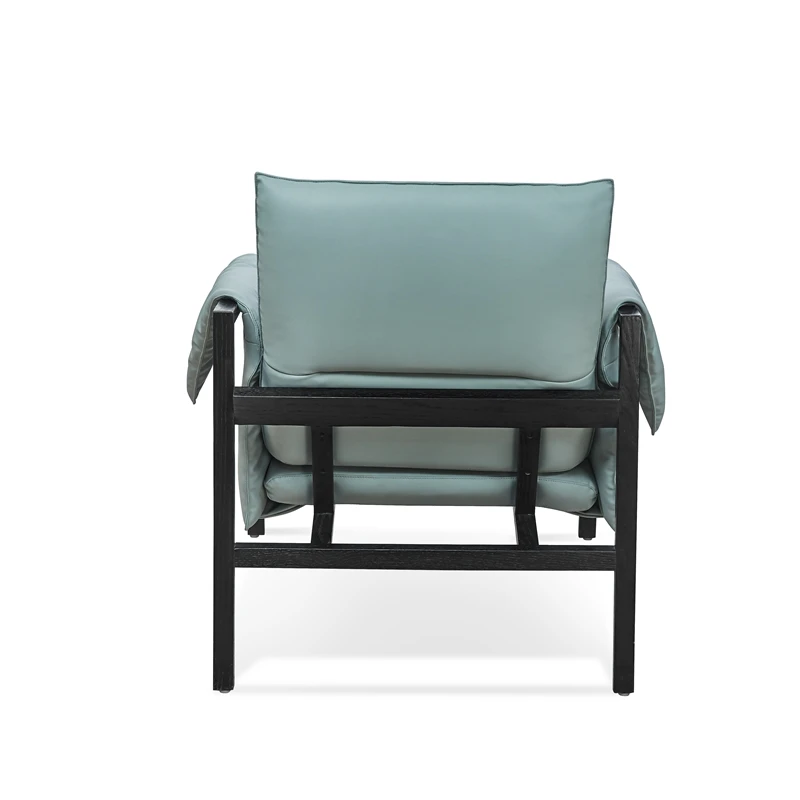 New design living room modern arm sofa chair upholstered lounge single large leather leisure chair with metal tube legs