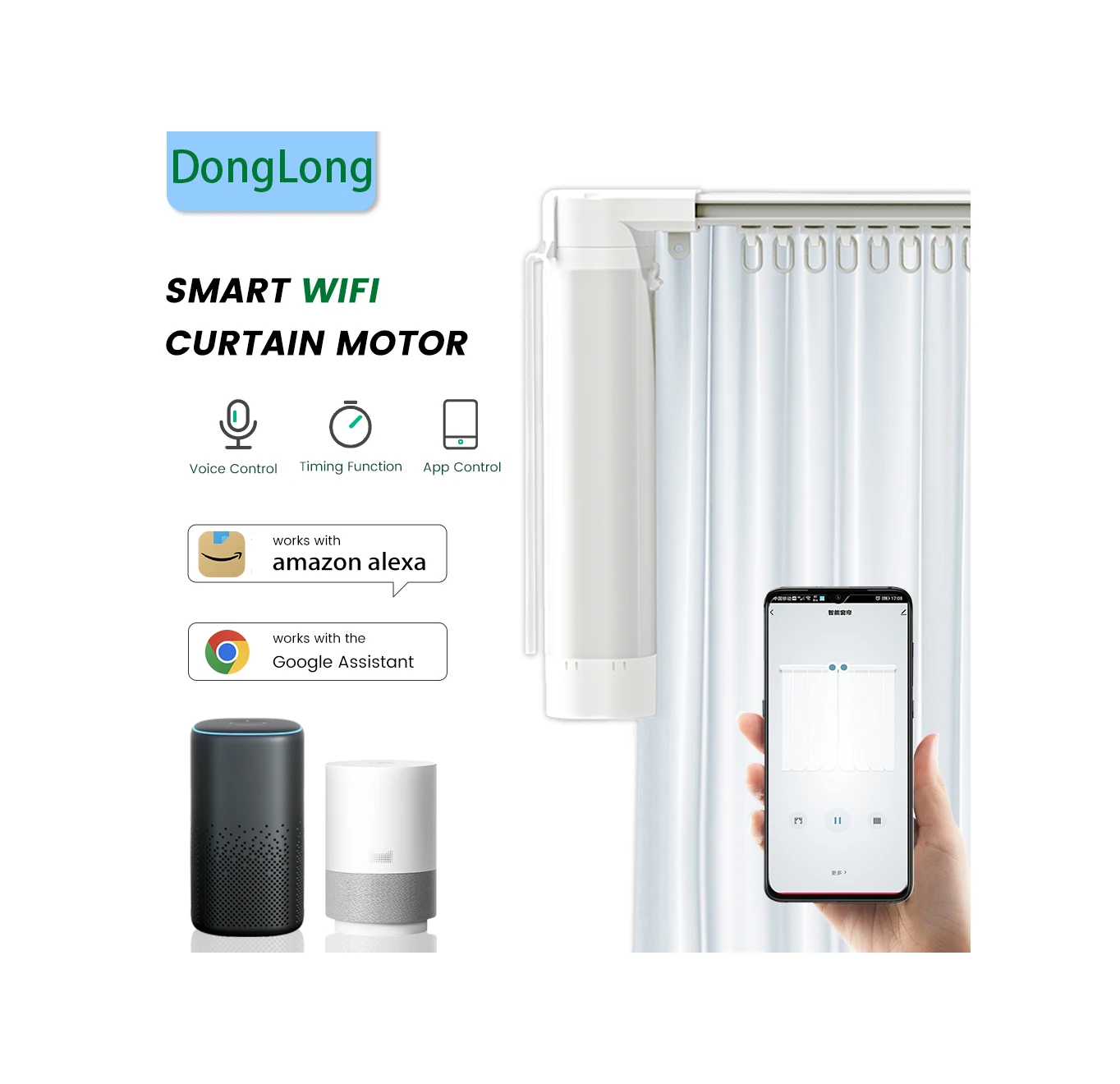 Tuya WiFi Electric Automatic Curtain Motor Smart Home Automation for Hotel Design Set for Living Room Use