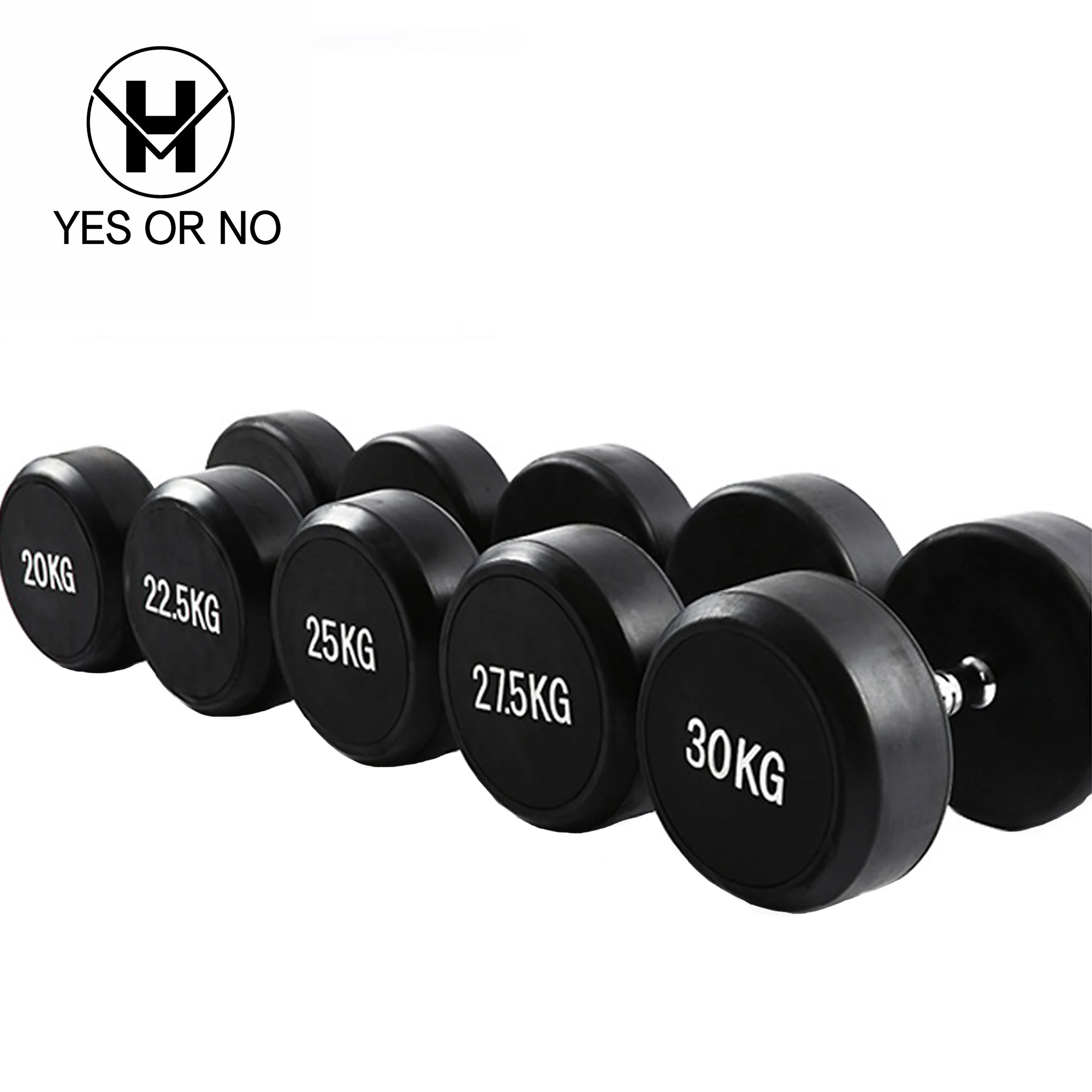 factory price gym Rubber Coated Round Head dumbbell For Fitness Equipment