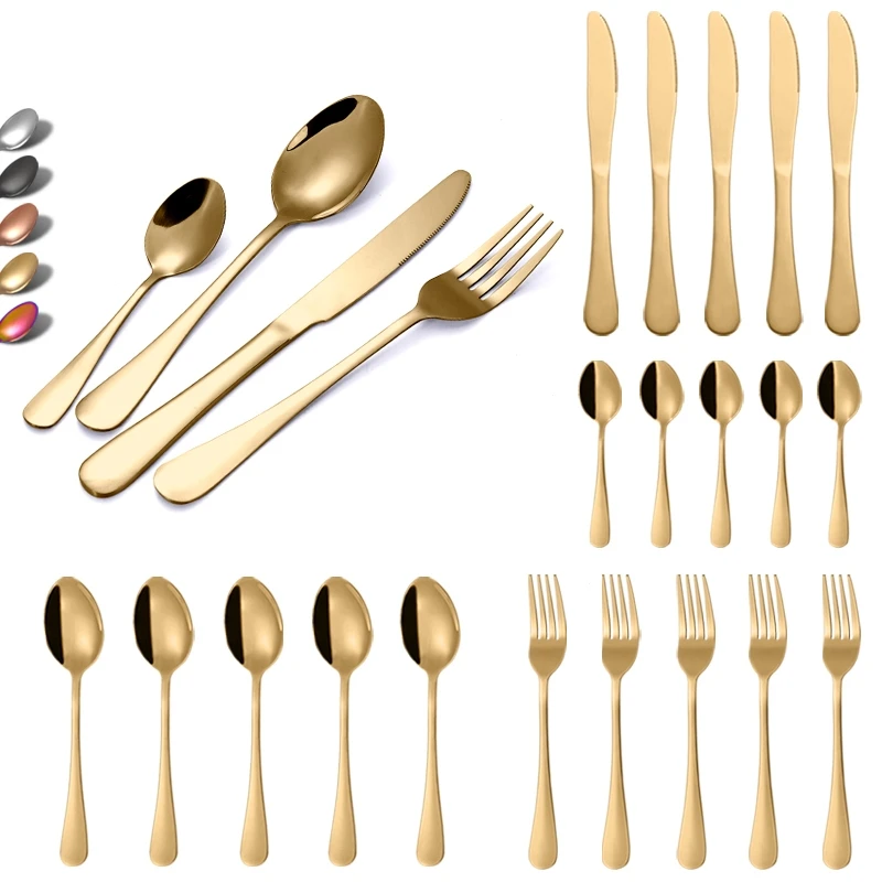 Для свадебного мероприятия, ложки, вилки, комбинированных ложек и вилок ножей Золотой набор столовых приборов из нержавеющей стали роскошный набор столовых приборов