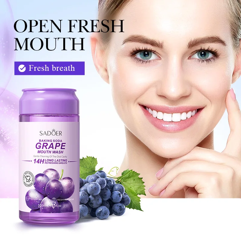 Organic Fresh Orange Peach Flavor 500ml Alcohol-free natural Mouthwash Baking Soda Effective Tooth Stain Removal mouth lotion