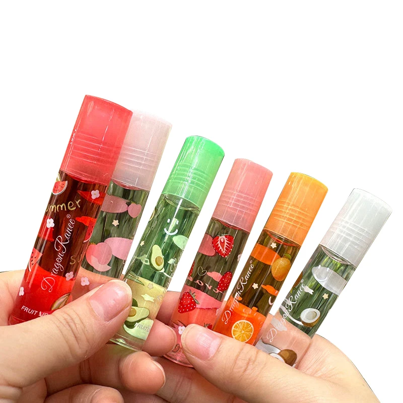 6 Color Random Roll-On Fruit Oil Lip Balm Lip Gloss Moisturizing Mirror Transparent Lip Oil Long Lasting Hydrating  Cosmetics HH
