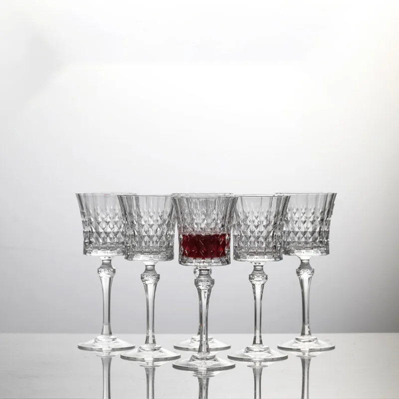 SYL Hot Sell European-style Crystal Glass Banquet Grape Red Wine Glass Cup  French High-Footed Wine Whiskey Champagne Goblet