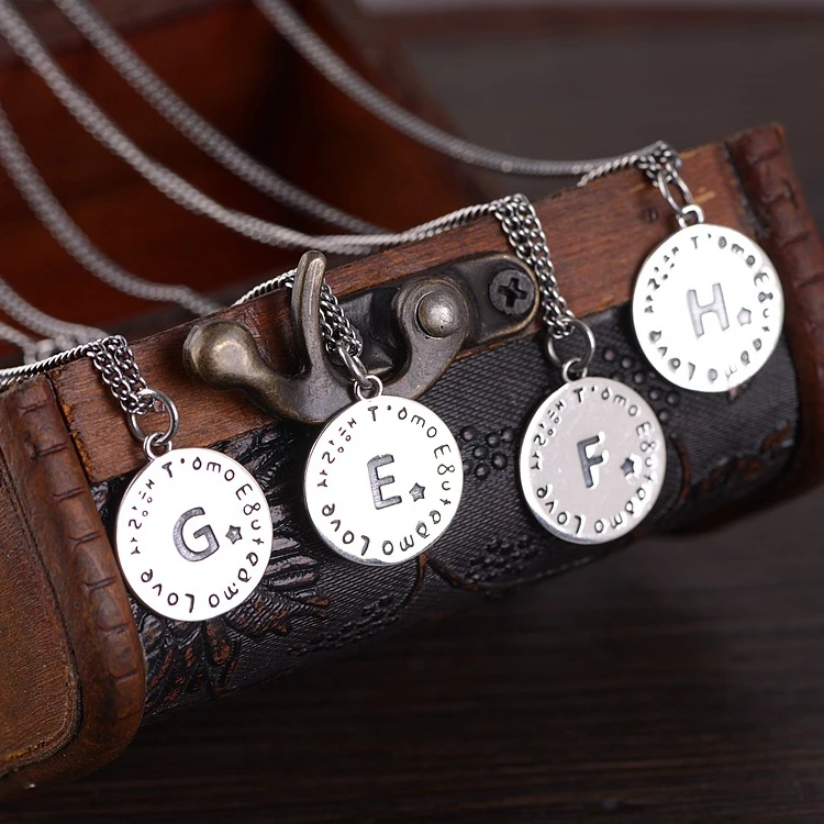 Wholesale real S925 Sterling Silver Necklace Jewelry Vintage Figaro Chain Cuban chain crown letter pendant set chain for women