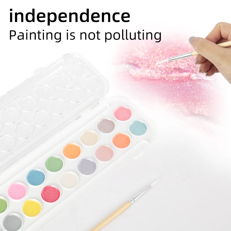 Signature Metallic Watercolor Set, 18 Piece Pearl Paint, Perfect for Wall, Paper, Canvas, and Wood Painting