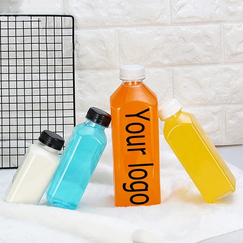 NH H  Sale Square Beverage 8oz 12oz 16oz Juice Bottle With Alu Plastic  Cap 350ml 500ml Plastic Beverage Bottles