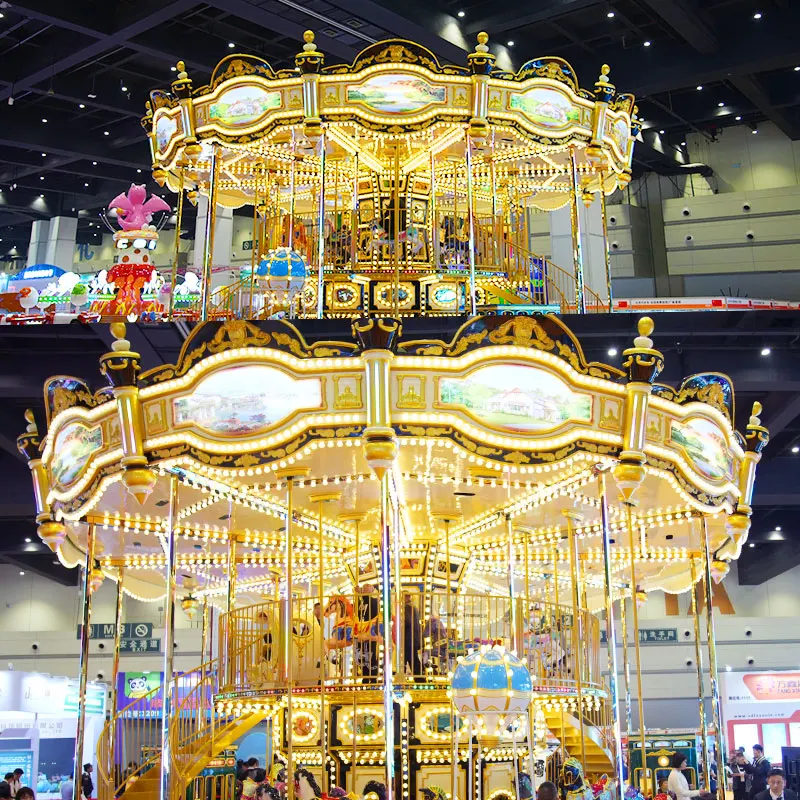 Luna Park high quality Big Amusement Park Equipment Outdoor Luxury Double Layer Carousel For Sale